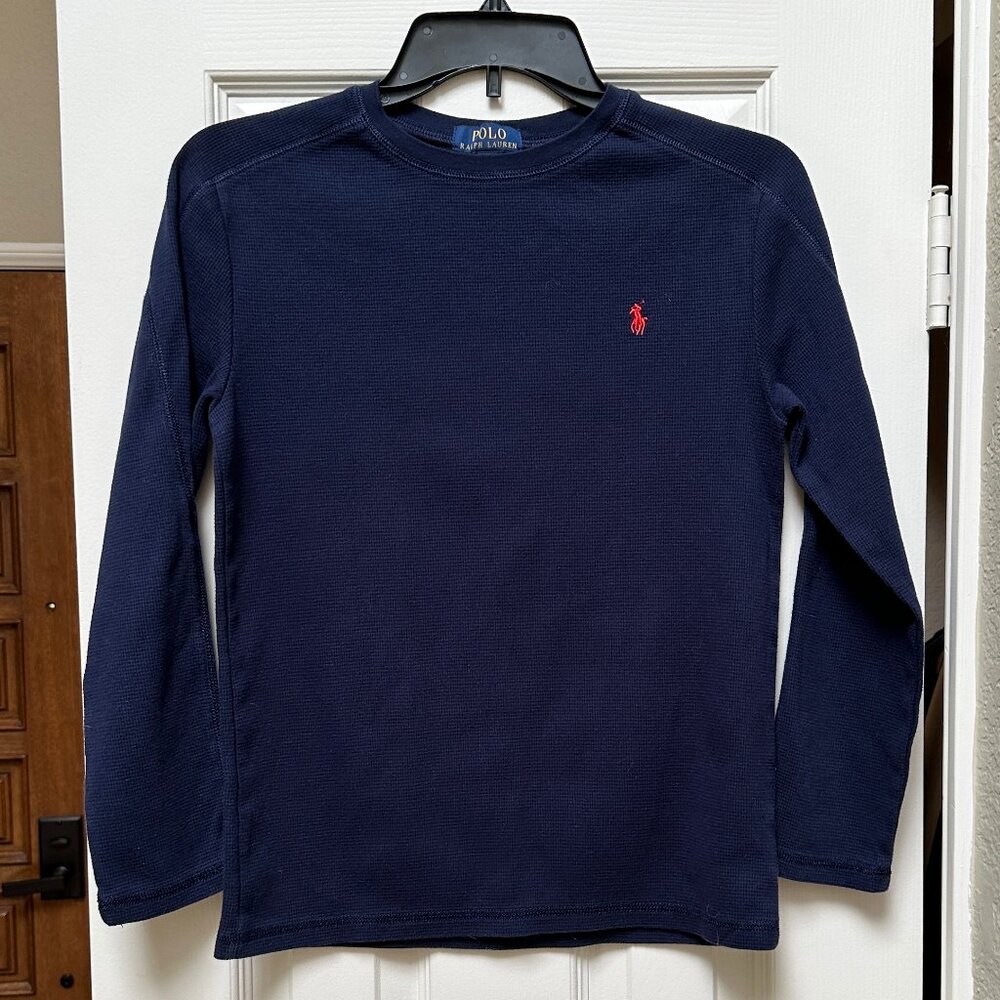 Polo Ralph Lauren Waffle-Knit Long-Sleeve Tee/Shirt - Navy